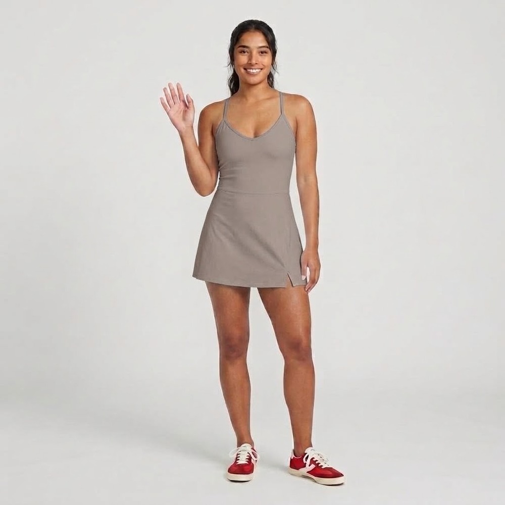 JoyLab Active Dress Womens S Gray Built-in Bra Shorts Adjustable Straps NEW